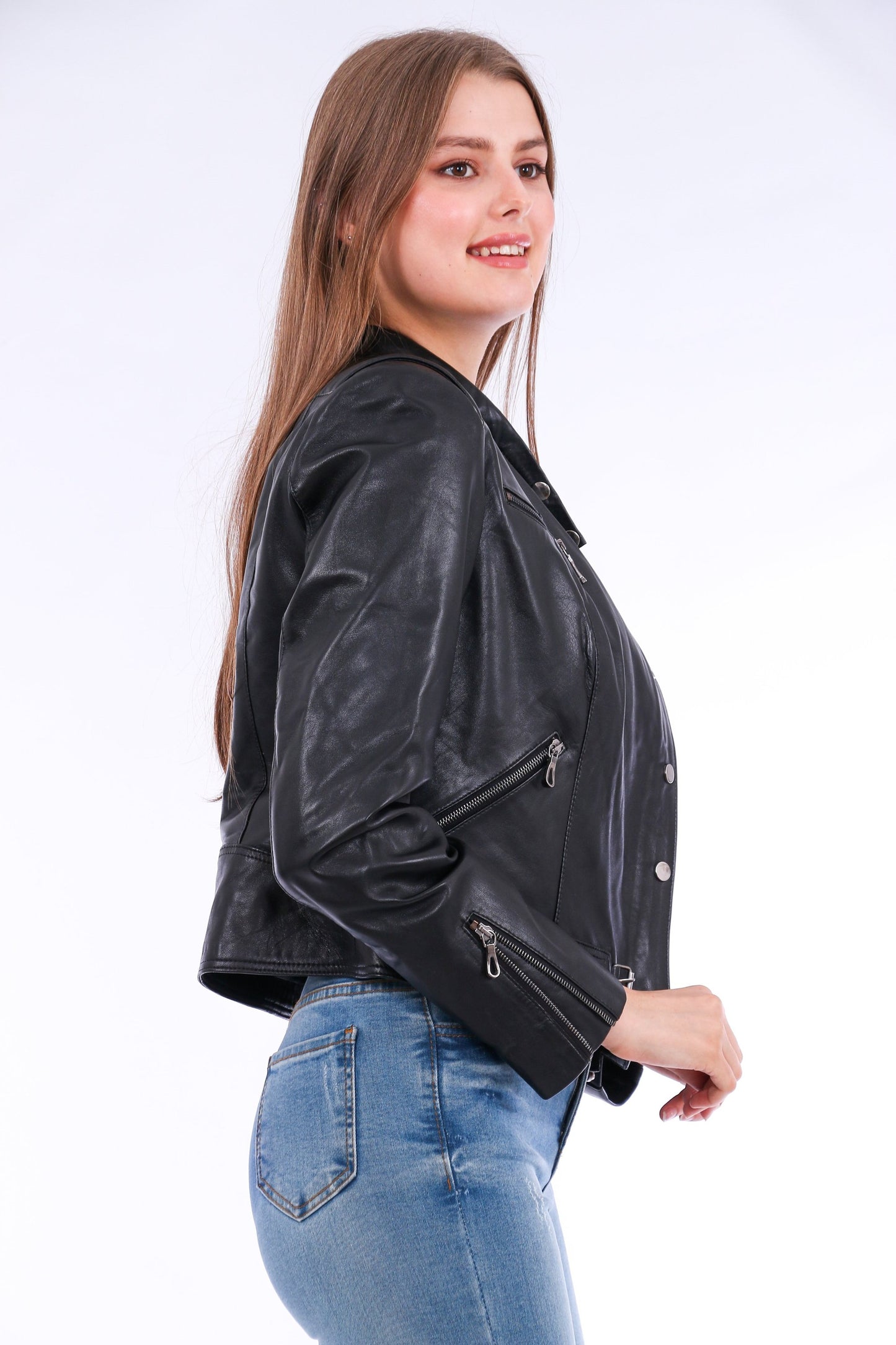 Rovigo Leather Biker Jacket - Black