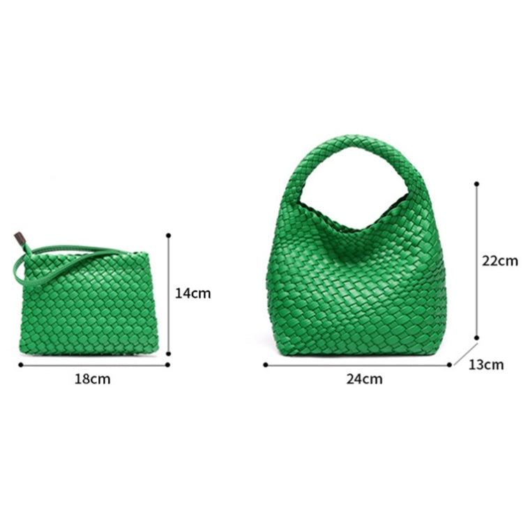 PU Leather Hand-woven Handbag 2 in 1 Single-shoulder Messenger